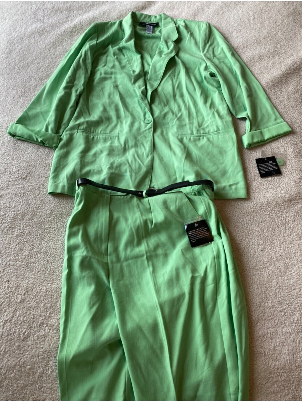 NWT Vintage Sag Harbor Women’s 18 Mint Green Blazer Jacket Pantsuit Set VTG NEW